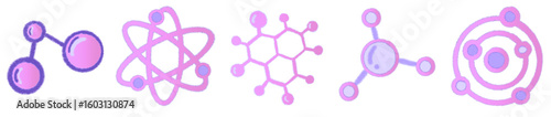 Cute Science Atom DNA Molecule Cartoon Clipart for Kids Chemistry Biology Classroom Lab Decor Sticker