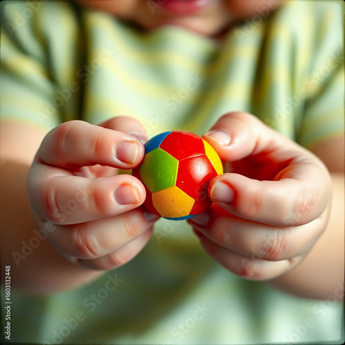 Wallpaper Mural A small child holds a colorful ball in her hands
 Torontodigital.ca