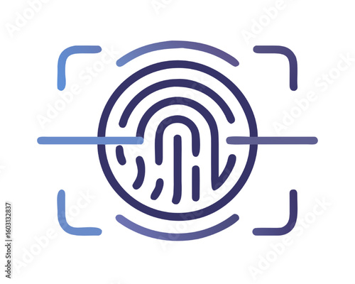 Secure Biometric Authentication Flat Vector Illustration of Fingerprint Scan Technology
