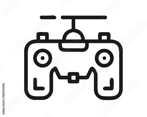 Simple drone controller icon. Remote control for quadcopter line art vector isolated on white.