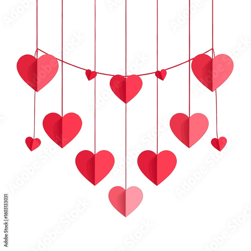 Hanging Paper Hearts Decoration