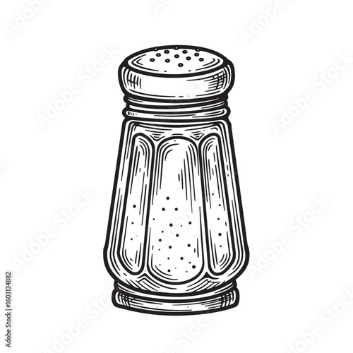 Vintage Art Illustration of a Salt Shaker with Intricate Linework retro