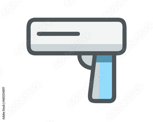 Modern Stylized Icon of a Handheld Scanner, Simplified Vector Graphic for Technology and Business