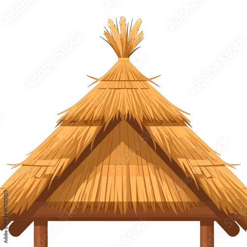 Traditional Thatched Roof Hut Illustration
