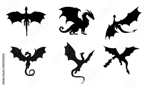 Black dragon Silhouettes Collection with Wildlife Style Design