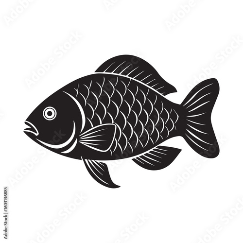Tilapia fish silhouette vector illustration logo sticker design 