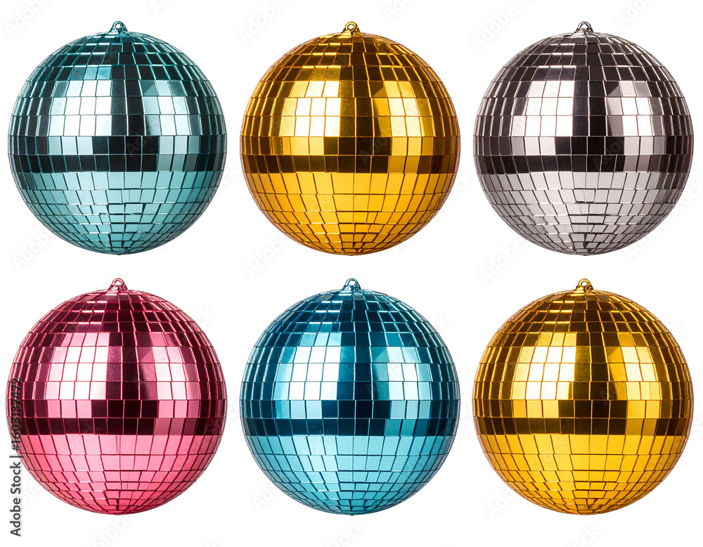 Obraz premium Set Colorful Disco Ball with Rainbow Lights