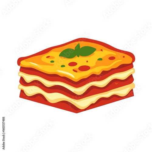 Colorful Illustration Of A Slice Of Lasagna