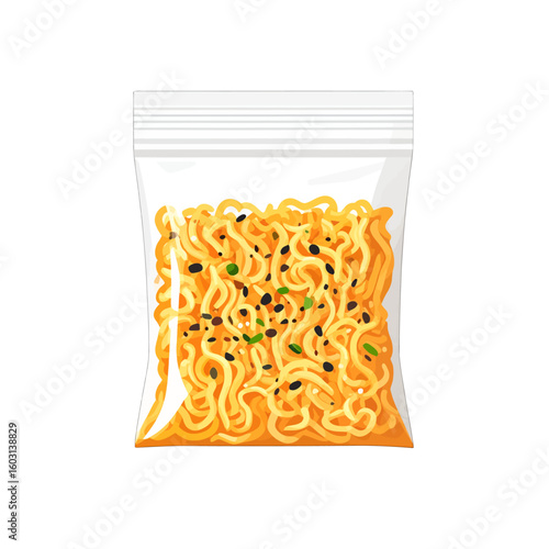Instant Noodles In Transparent Plastic Pack