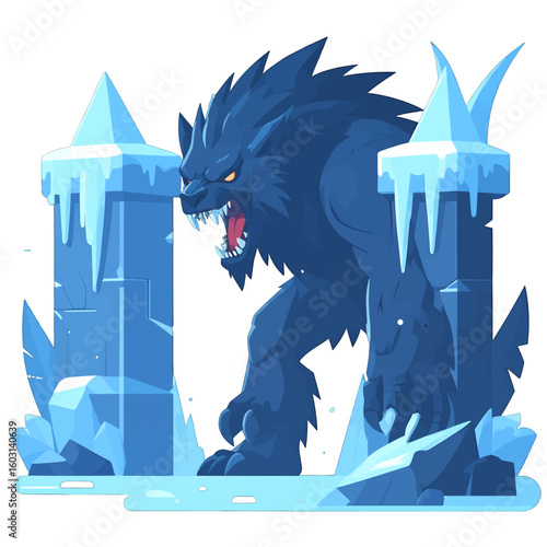Pixel Art Ice Wolf Creature Design