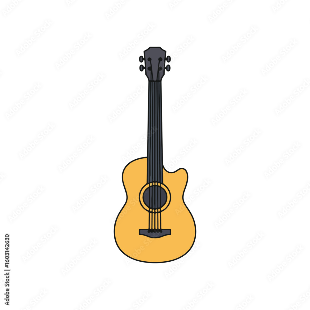 Fototapeta premium Collection of twelve simple colorful flat design guitar icons presented clearly on a white background