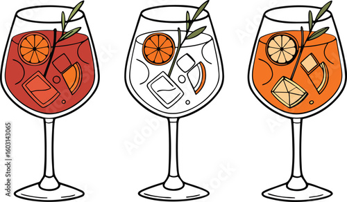 Cocktail Trio Aperol Spritz, Negroni, and Variations