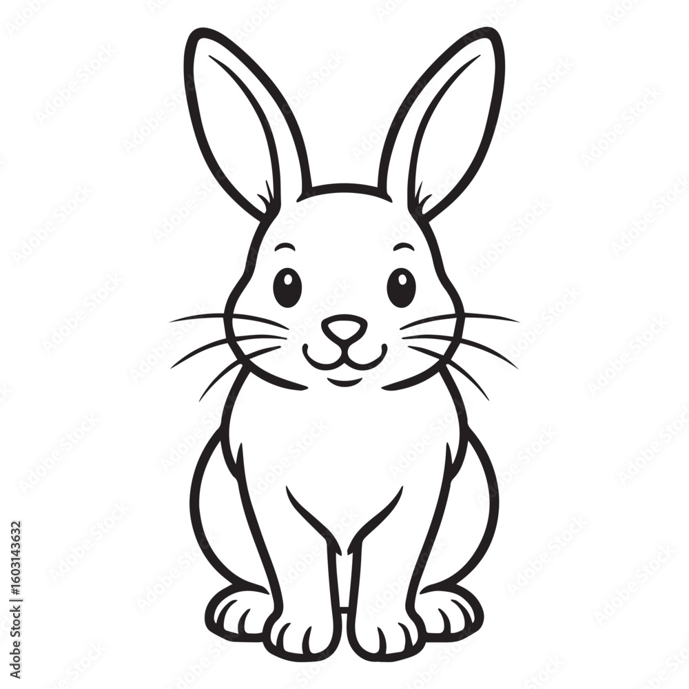 Obraz premium Cute Bunny Coloring Page for Kids