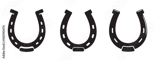 Collection of diverse horseshoe silhouettes ideal for equestrian themes sports and western designs