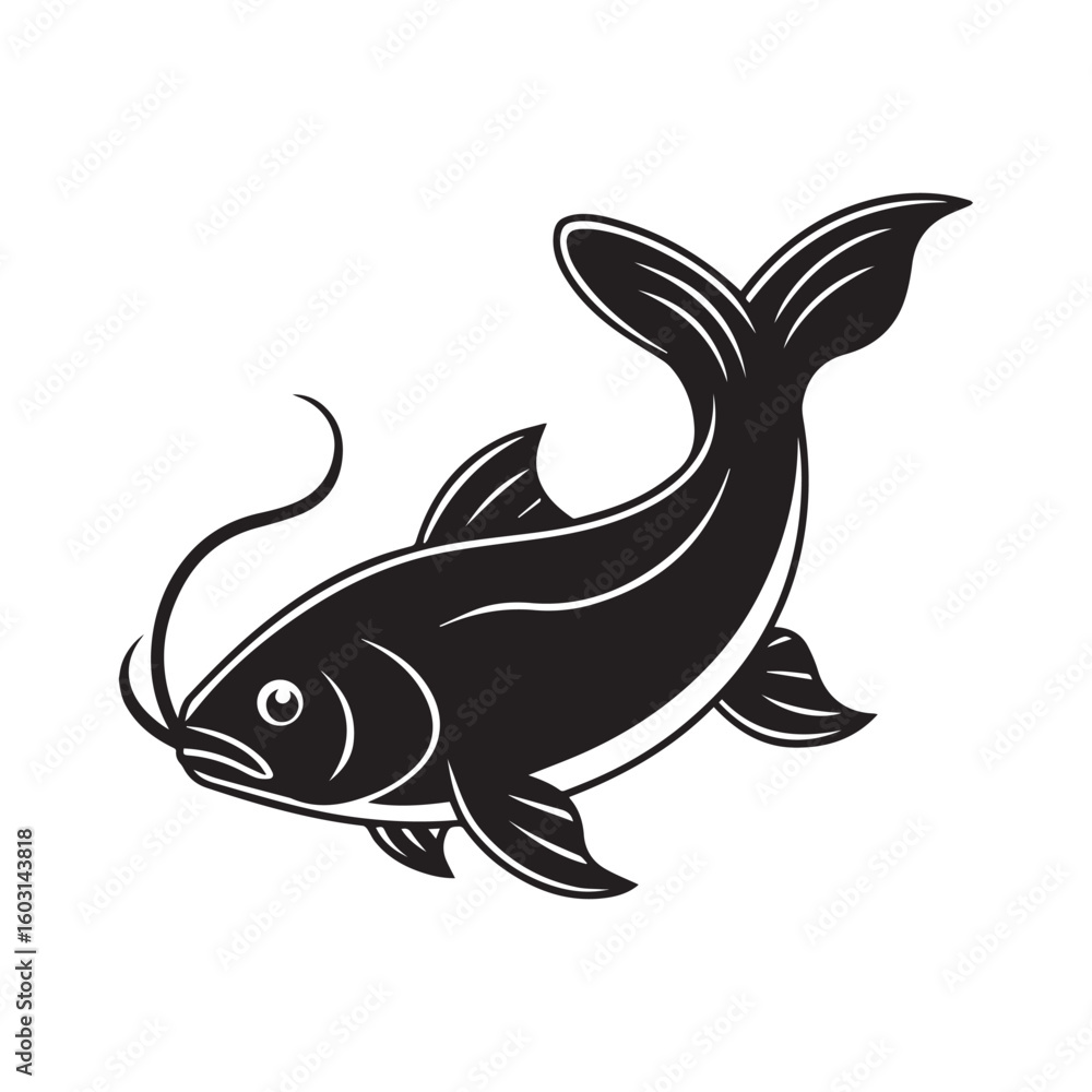 Naklejka premium Catfish vector illustration silhouette logo sticker design
