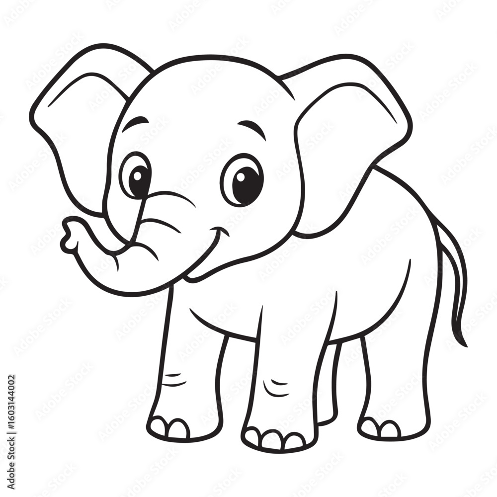 Fototapeta premium Cute Baby Elephant Cartoon Vector Image