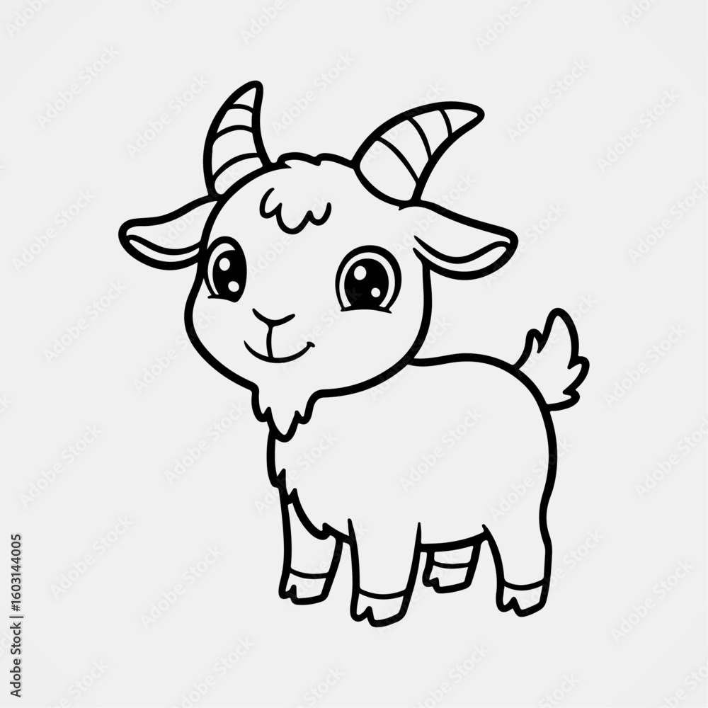 Obraz premium Cute llama with decorated saddle standing calmly in cartoon outline perfect for kids exotic animal coloring books and printables