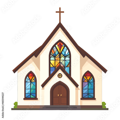 Colorful Pixel Art Church Illustration