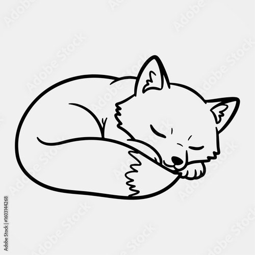  Sleeping cartoon cat curled up in peaceful pose with closed eyes perfect for kids coloring pages and bedtime printables