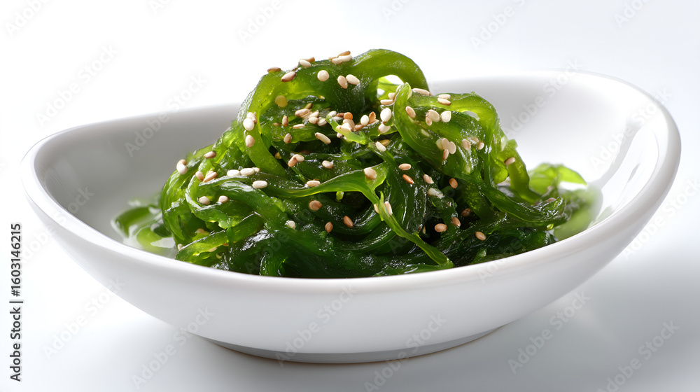 Seaweed salad, a refreshing dish with sesame seeds, perfect for light meals or as a side. Seaweed salad, a refreshing dish with sesame seeds, perfect for light meals or as a side.