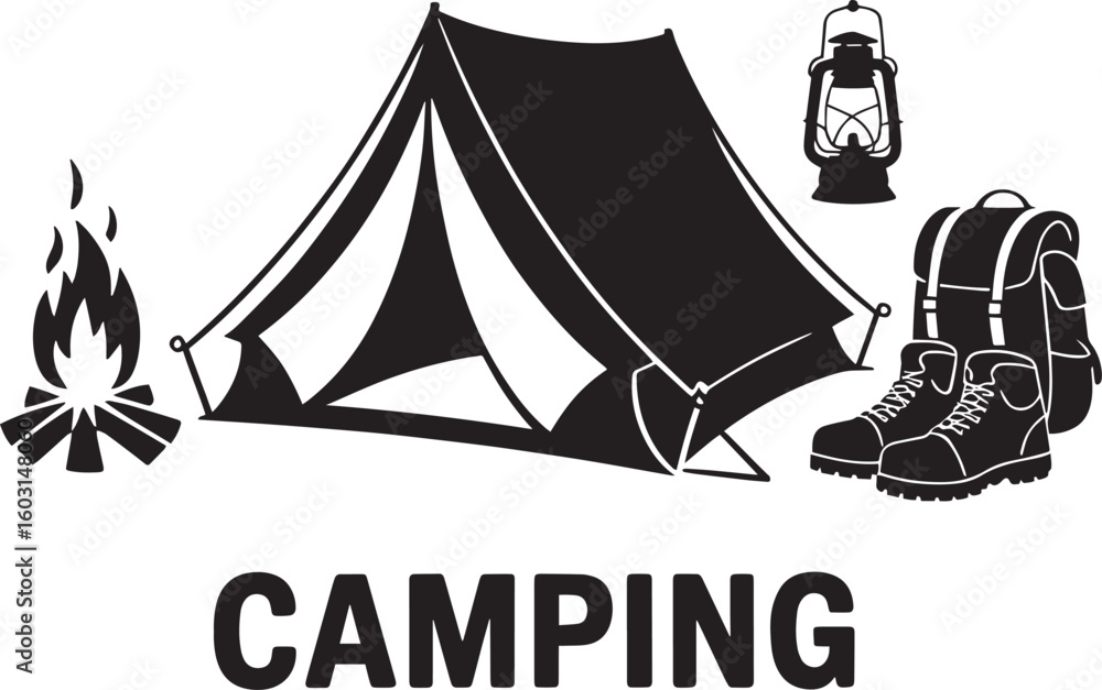 camping icons set camping icons set