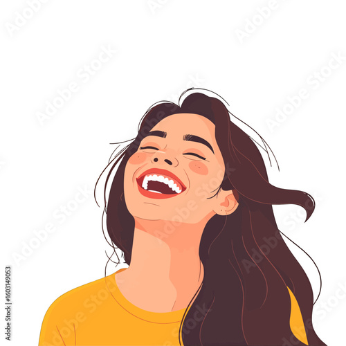 Smiling Woman Portrait With Happiness