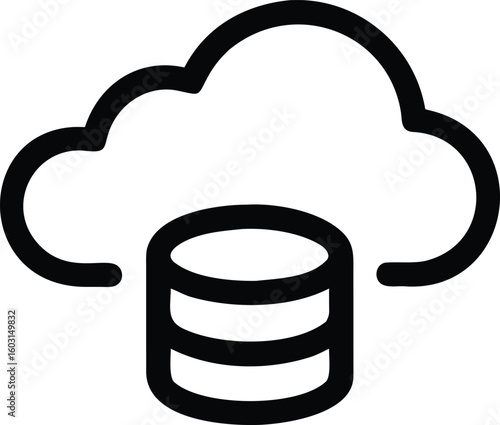 A single black outline vector icon of a cloud isolated on transparent background