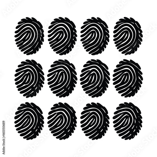 Multiple rows of fingerprints in a vector design for biometric identification