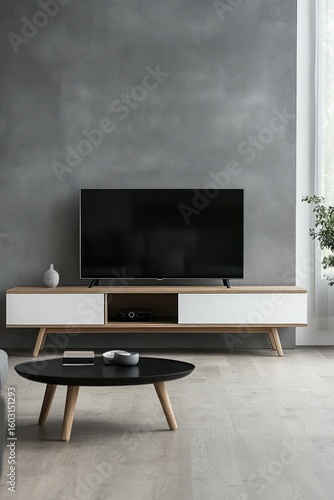 Modern living room with TV and furniture