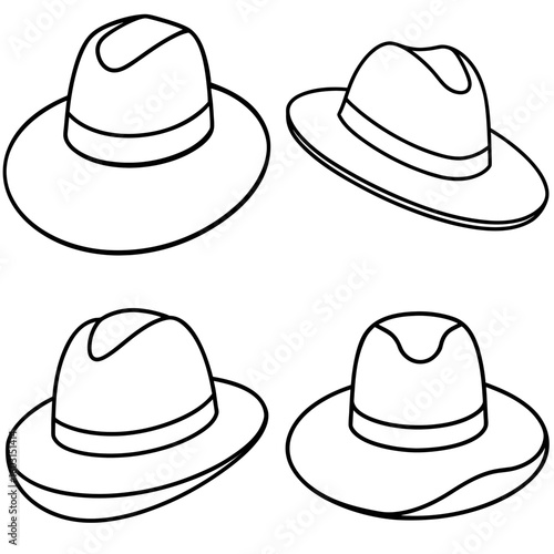 Hat Icon – Outline Vector Illustration of Classic Headwear Accessory