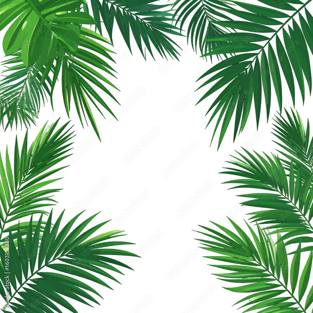 Naklejka premium Tropical Palm Leaves Frame Design