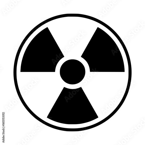 Radiation Symbol: A bold black and white vector illustration of the iconic radiation hazard symbol, perfect for safety signage or warning design.