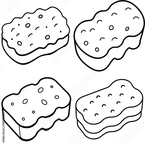 Sponge Icon – Outline Vector Illustration of Cleaning Tool for Household and Personal Care