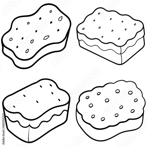 Sponge Icon – Outline Vector Illustration of Cleaning Tool for Household and Personal Care