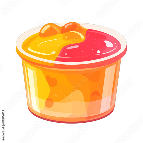 Colorful Layered Dessert In Plastic Cup