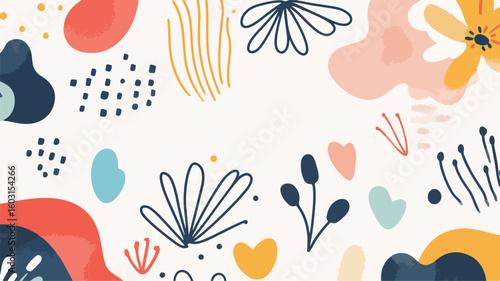Modern Abstract Shapes Doodle Design Elements Set