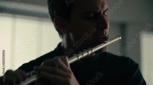 Flute player close-up