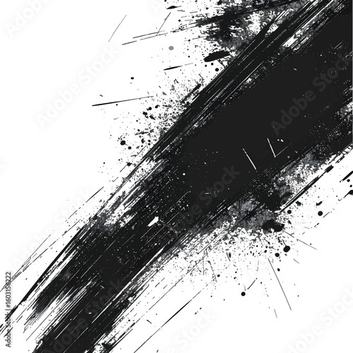 Abstract Black Paint Splatters On White Background