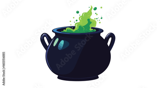 Spooky Halloween Cauldron with Magic Green Poison Potion
