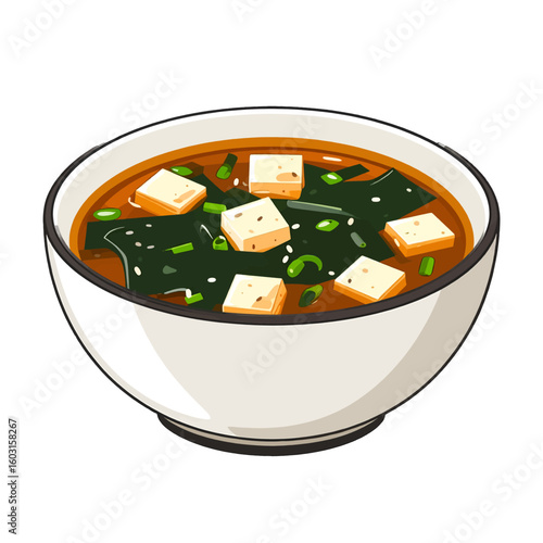 Pixel Art Miso Soup In White Bowl
