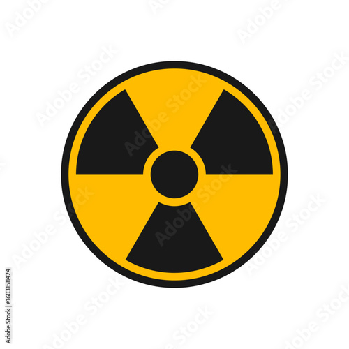 Radiation hazard symbol icon in black and yellow indicating danger, radioactive material, nuclear warning, or toxic contamination