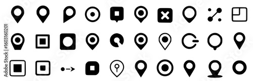Black and white location map pin icons and symbols map pins location markers