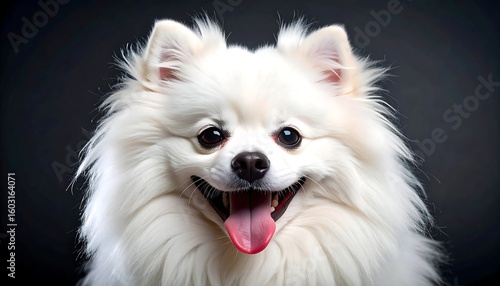Happy white dog portrait