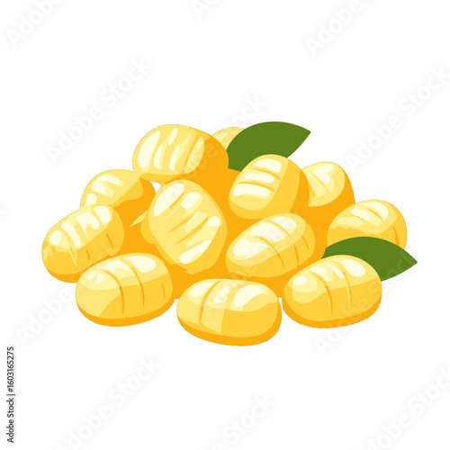 Pile Of Golden Gnocchi On White Background
