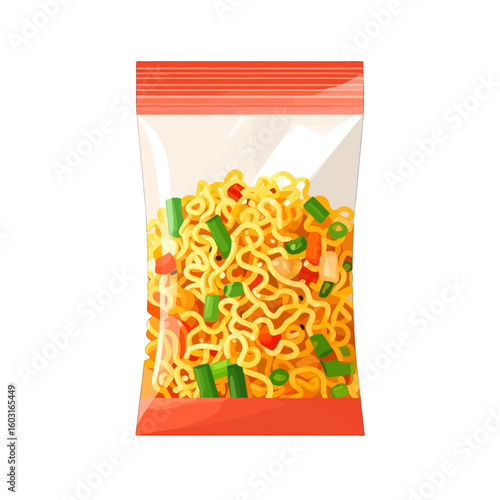 Colorful Instant Noodle Packaging Design Illustration