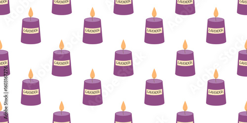 Fall themed seamless pattern featuring candles in flat style. Autumn vector illustration for digital projects, banners, social media