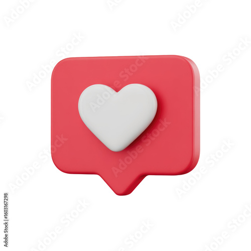 Red speech bubble with a white heart symbol isolated on a black background, 3D rendering image Free Download Red speech bubble with a white heart symbol isolated on a black background, 3D rendering image - GFXLoad
