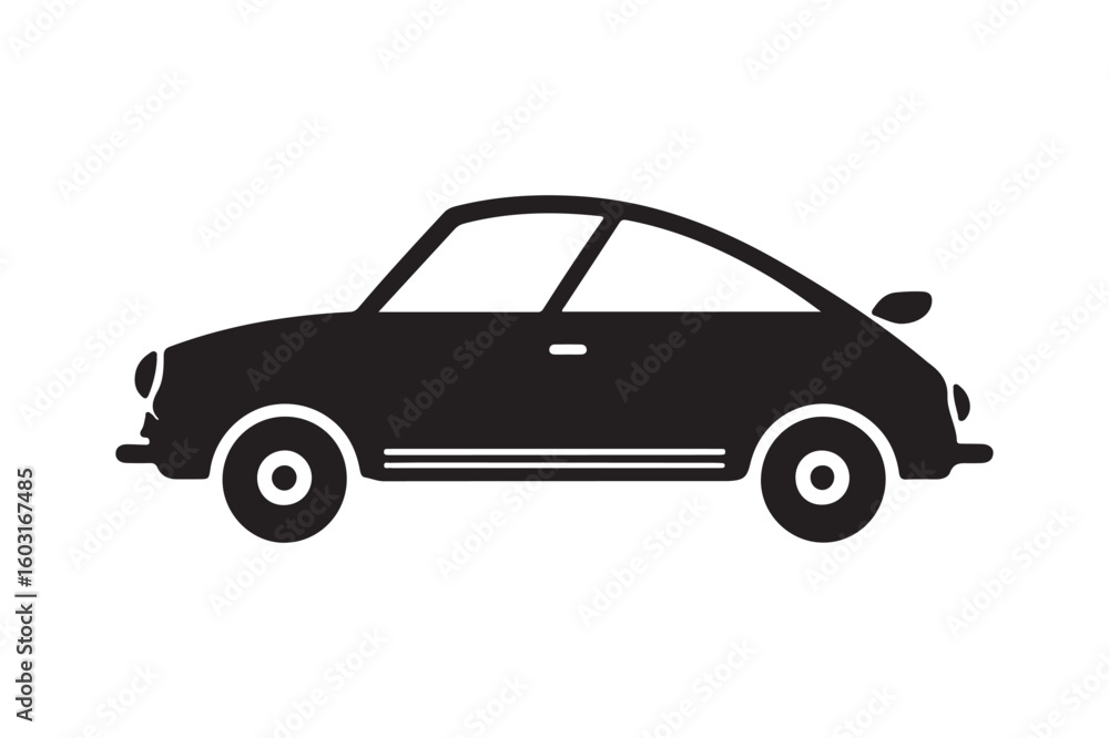 Simple black silhouette of a classic coupe car Simple black silhouette of a classic coupe car