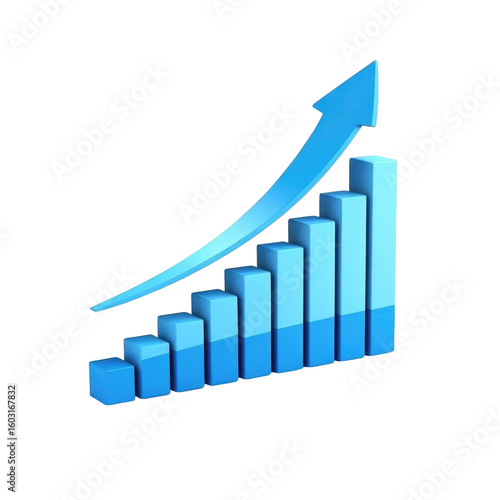Blue bar chart with upward arrow indicating growth or progress over a period of time trending Free Download Blue bar chart with upward arrow indicating growth or progress over a period of time trending - GFXLoad