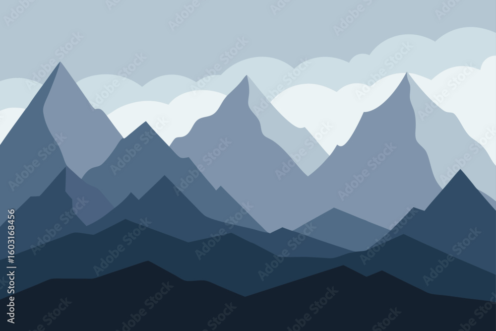 Naklejka premium mountains fading into fog